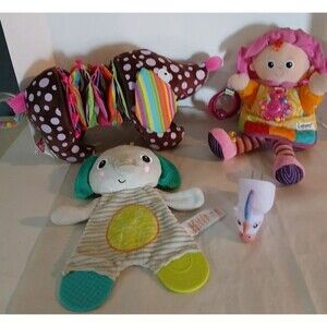 Lot Of 4 Assortment Of Baby Play Item Doll-Teether-Dog-Nightlight SUPER CUTE